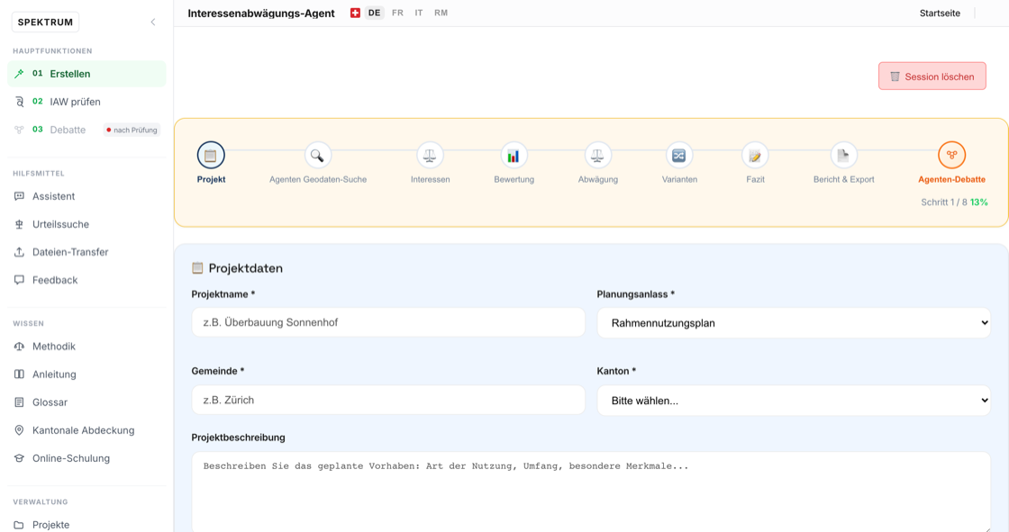 Die neue Seitenleiste im Interessenabwägungs-Agenten